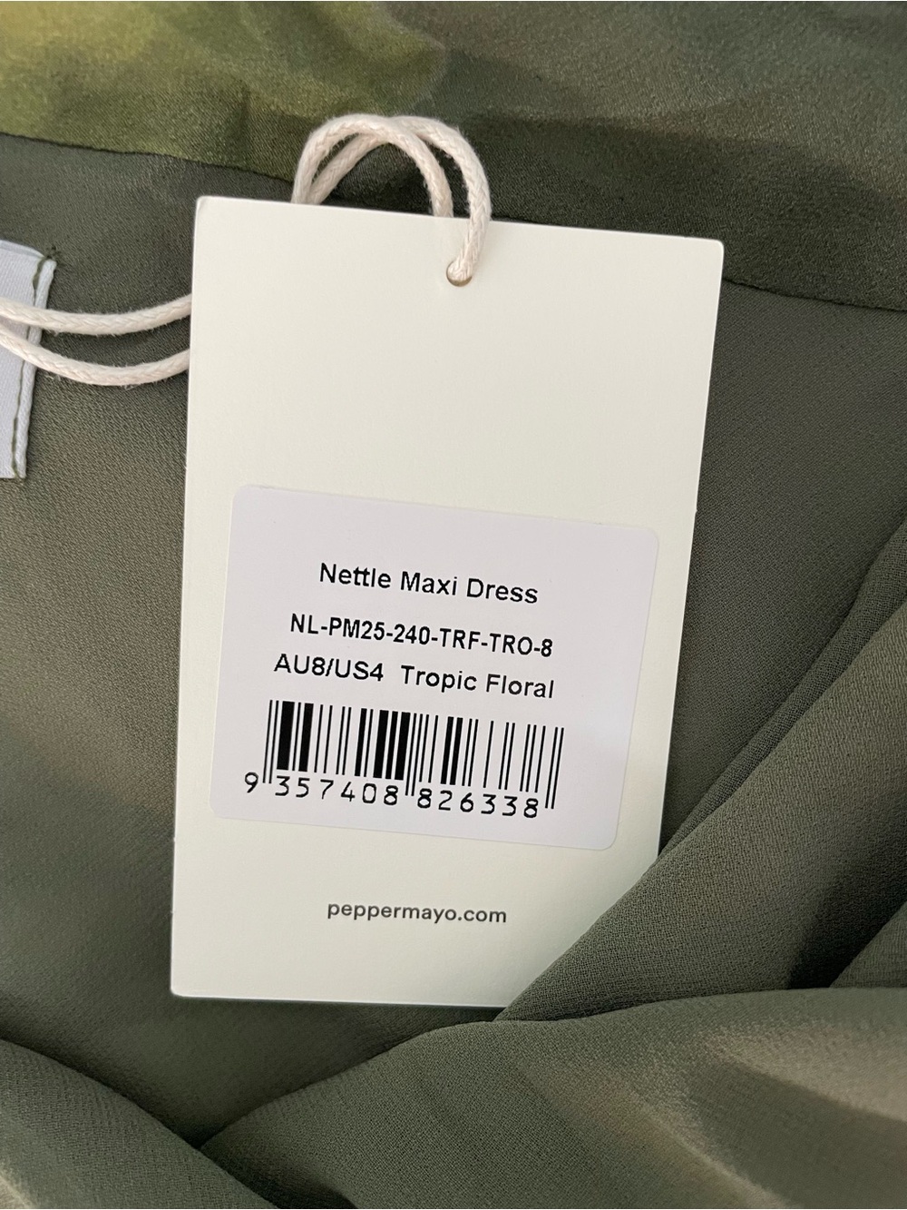 Peppermayo Olive Green Floral Tropical Leaves Strapless Nettle Maxi Dress - Picture 9 of 13